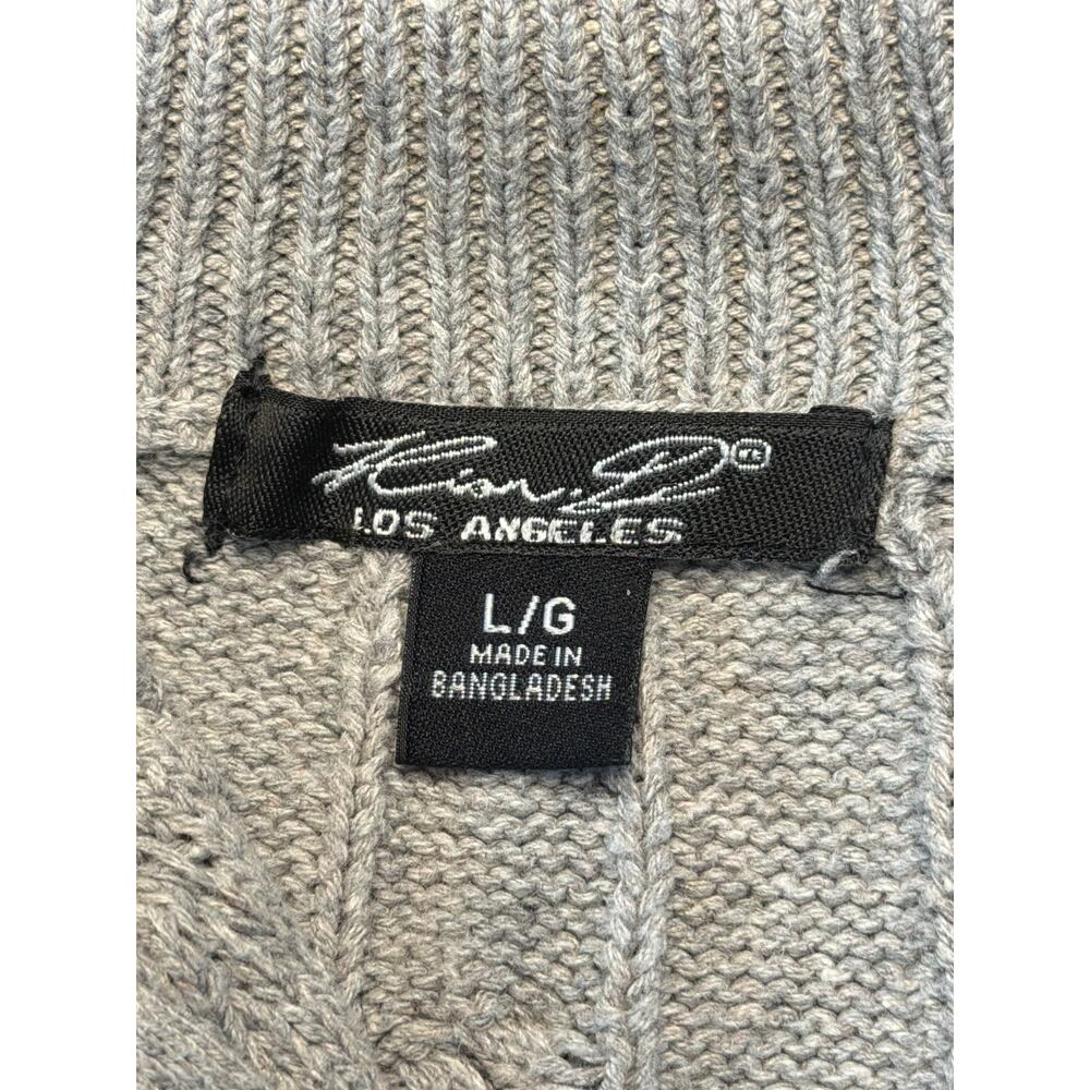 Kian D Los Angeles Cable Knit 3/4 Zip Sweater Gray Large - Picture 4 of 7